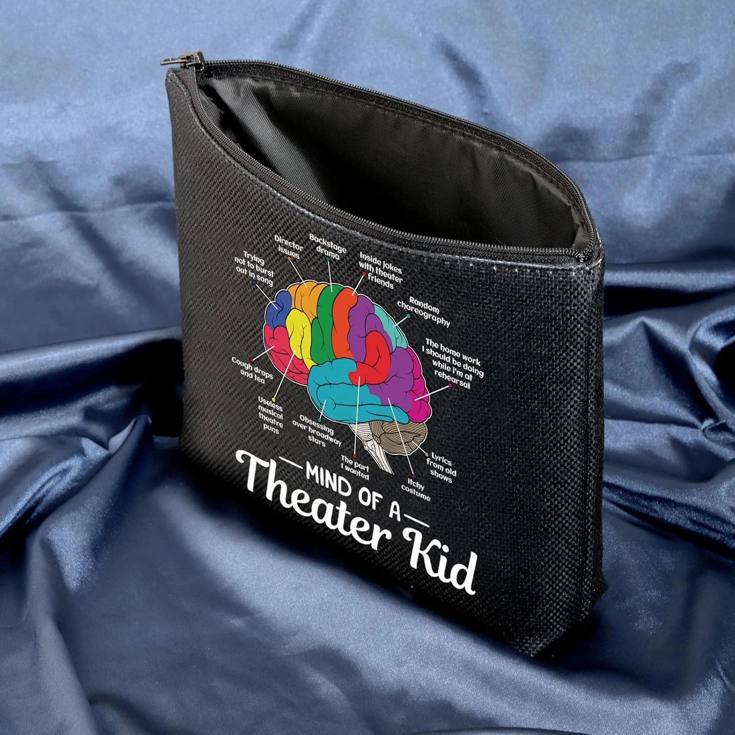 MEIKIUP Mind Of A Theater Musical Gifts Musical Theatre Nerd Makeup Bag Theatre Gift for Actress Actors (Theater Bag Black)
