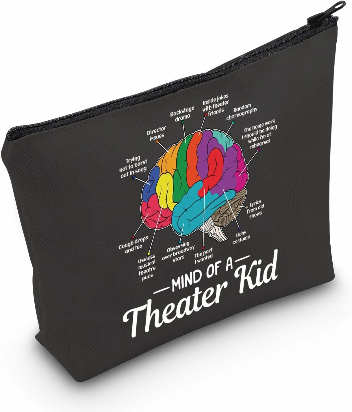 MEIKIUP Mind Of A Theater Musical Gifts Musical Theatre Nerd Makeup Bag Theatre Gift for Actress Actors (Theater Bag Black)