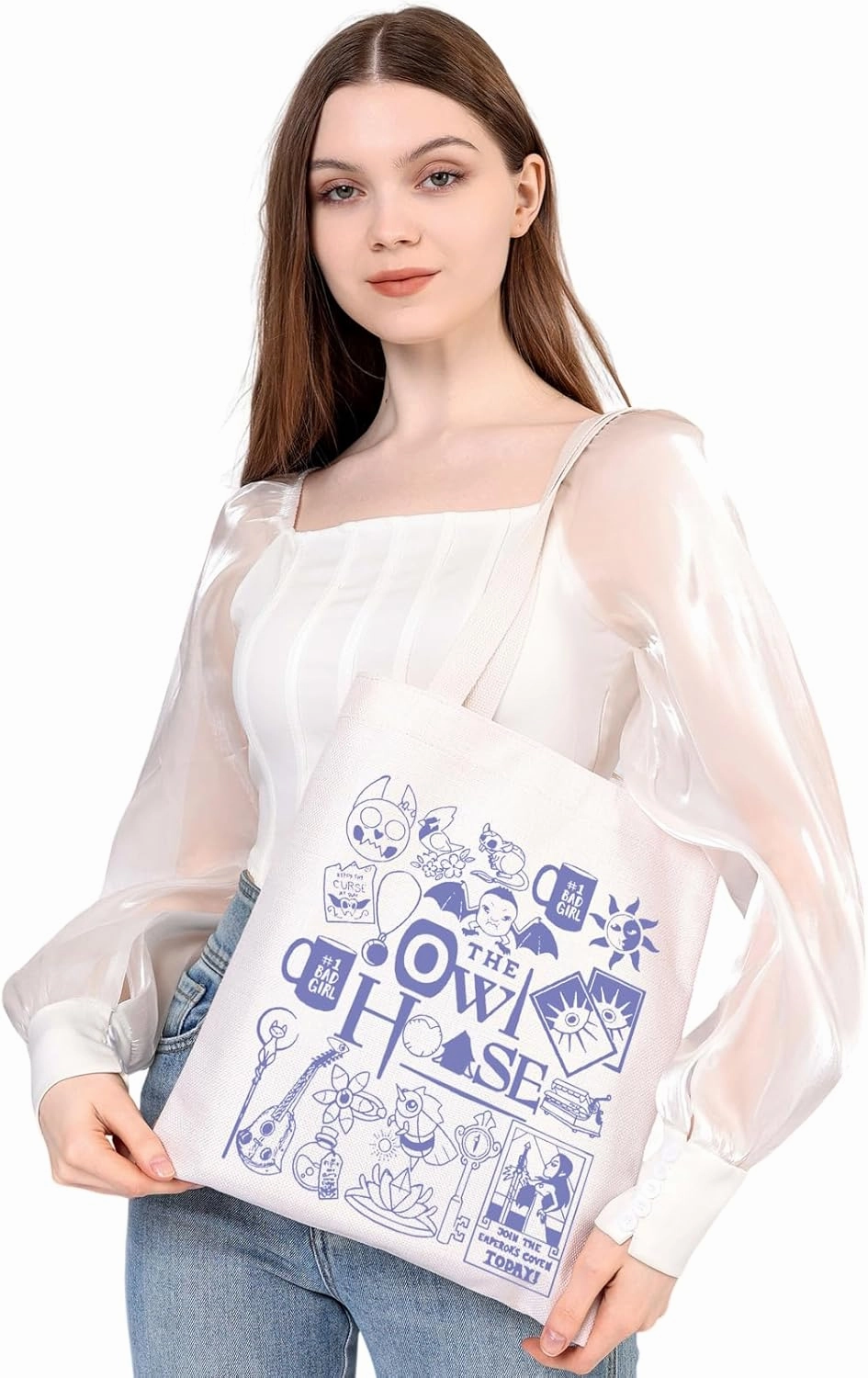 MEIKIUP Owl Inspired Gift Owl Characters Makeup Bag Tote Bag Hexside Magic Gift (owl tote bag)