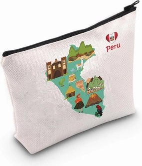 MEIKIUP Peru Travel Cosmetic Bag Peru Souvenir Gift Peru Travel Lover Gifts Welcome to Peru Gift Peru Culture Gift for Women (Peru bag)
