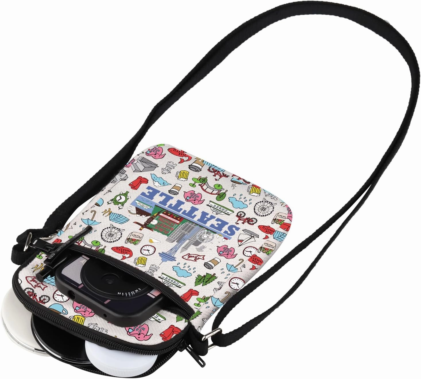 MEIKIUP Seattle Travel Makeup Bag Seattle Gift Seattle Landmarks Zipper Pouch Bag Seattle Souvenir for Seattle Traveller (Seattle CB)
