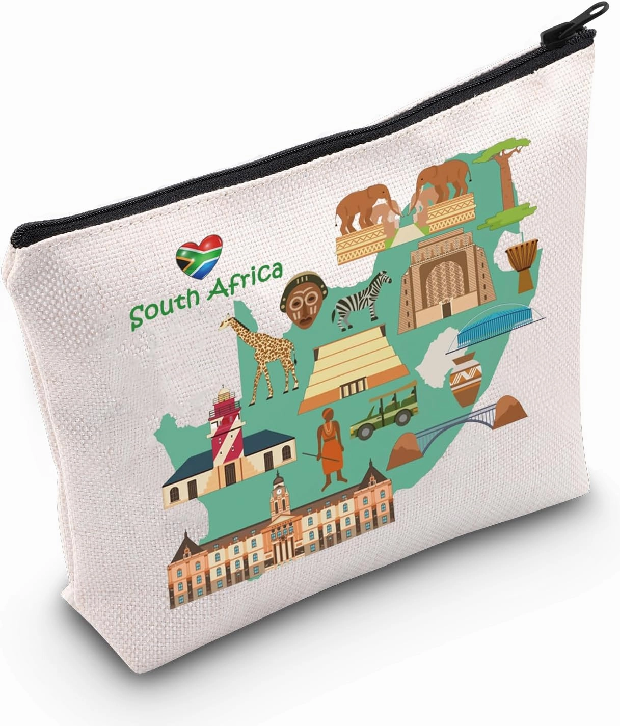 MEIKIUP South Africa Travel Gift South Africa Symbols Travel Cosmetic Bag South Africa Vacation Gift (South Africa bag)