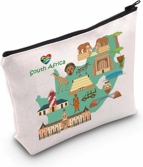 MEIKIUP South Africa Travel Gift South Africa Symbols Travel Cosmetic Bag South Africa Vacation Gift (South Africa bag)