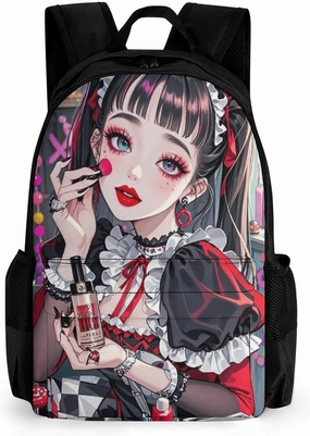 Men Women Lightweight Beautiful Gothic Makeup Woman Neon Art Casual Daypack Big Capacity Bookbag With Padded Straps for Gym Travel Walking Cycling
