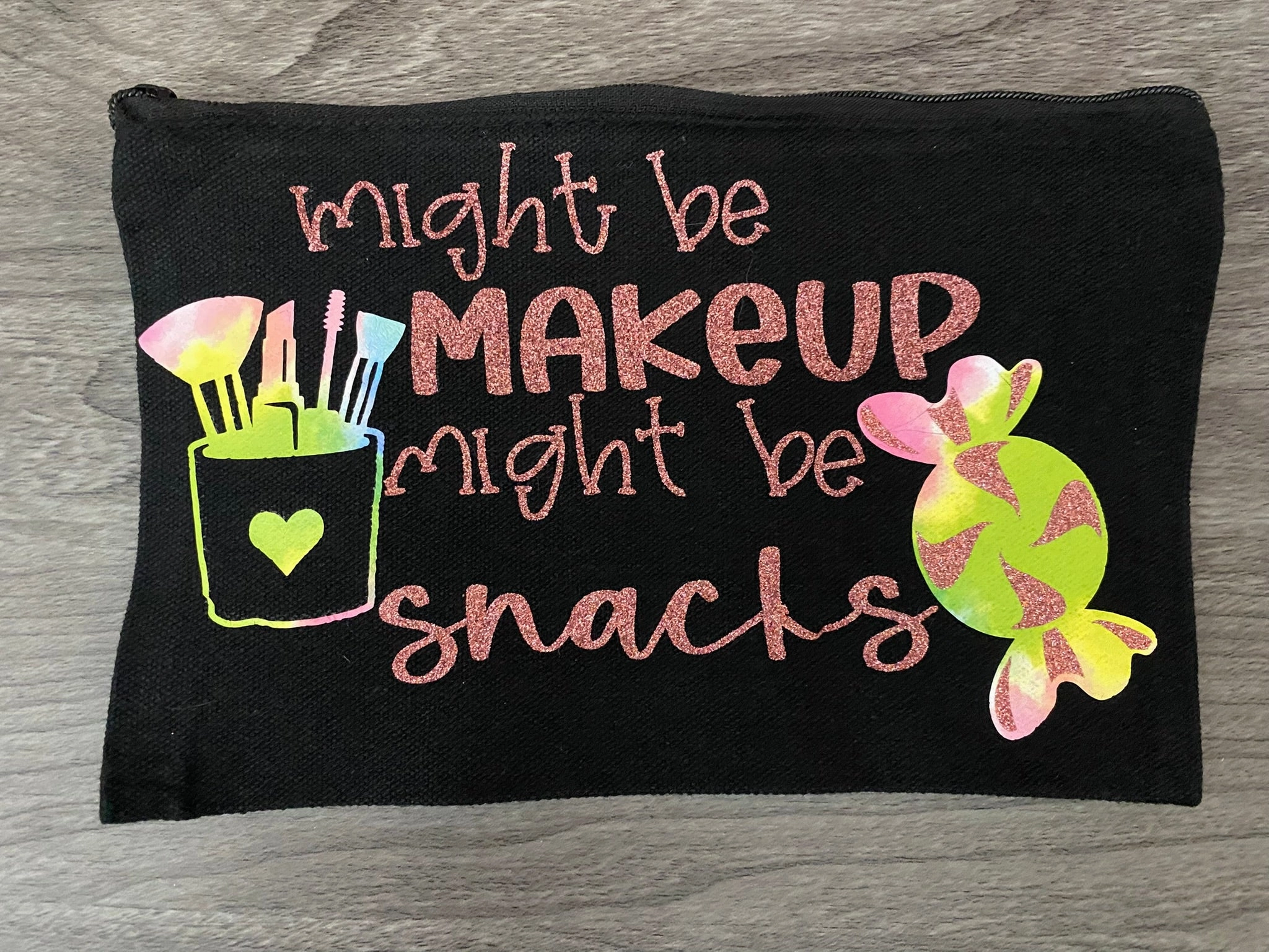 Might Be Makeup Snacks Canvas Bag for Stylish Organization