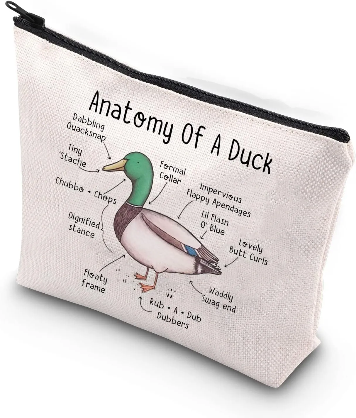 MNIGIU Duck Cosmetic Bag Anatomy Of A Duck Duck Lover Gift Travel Zipper Pouch Duck Farm Farmer Gift (Anatomy Duck bag)