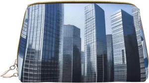 Modern Skyscrapers Printed Makeup Bag for Organizing Cosmetics and Toiletries at Home or Traveling