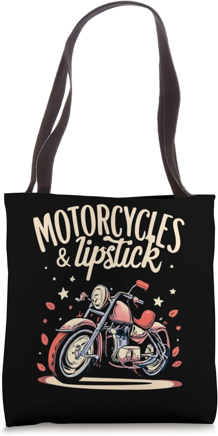 Motorcycles And Lipstick Motorbike Riders Makeup Motor Gear Tote Bag