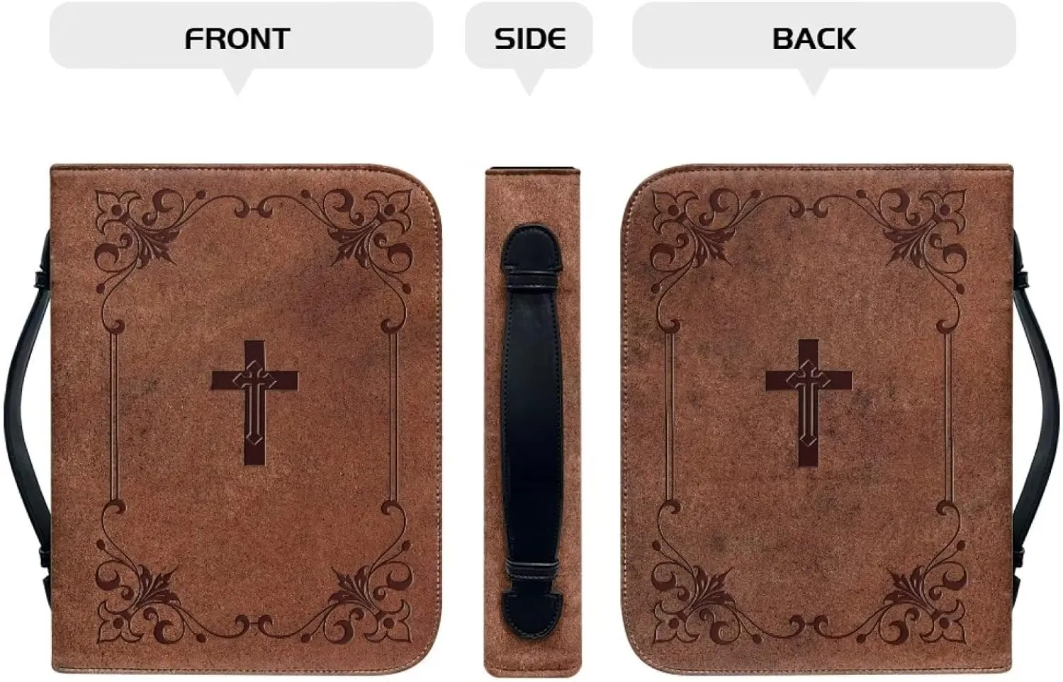 Mumeson Bible Cover Water Resistant PU Leather Handbag Tote Bag for Women Men Scripture Church Bag