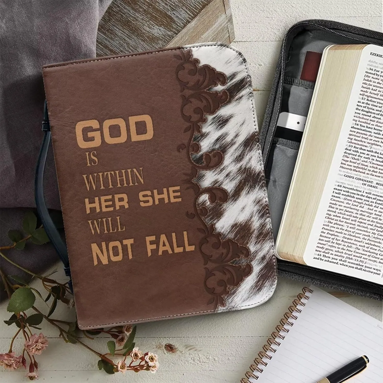 Mumeson Bible Covers for Women Leather Bible Carrying Case Organizer Bag Standard Size Large Capacity Bible Holder