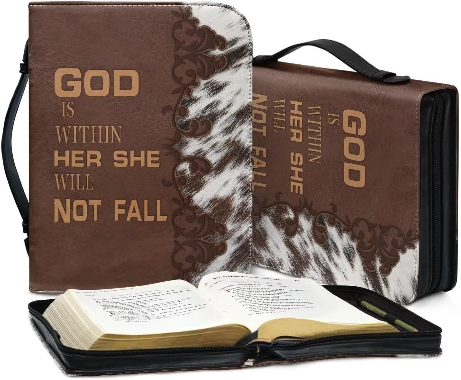 Mumeson Bible Covers for Women Leather Bible Carrying Case Organizer Bag Standard Size Large Capacity Bible Holder