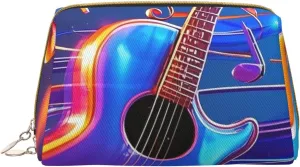 Music Print Travel Makeup Bag, Women's Large Capacity Makeup Bag, Waterproof Portable Bag, Open Flat Makeup Bag