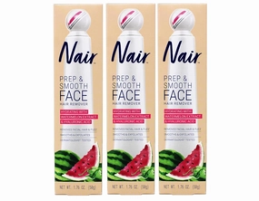 Nair Prep & Smooth Face Hair Remover, Hydrating with Watermelon Extract & Hyaluronic Acid, Removes Facial Hair & Fuzz, Smooths & Exfoliates, Dermatologist Tested, 1.76 oz (Pack of 3)