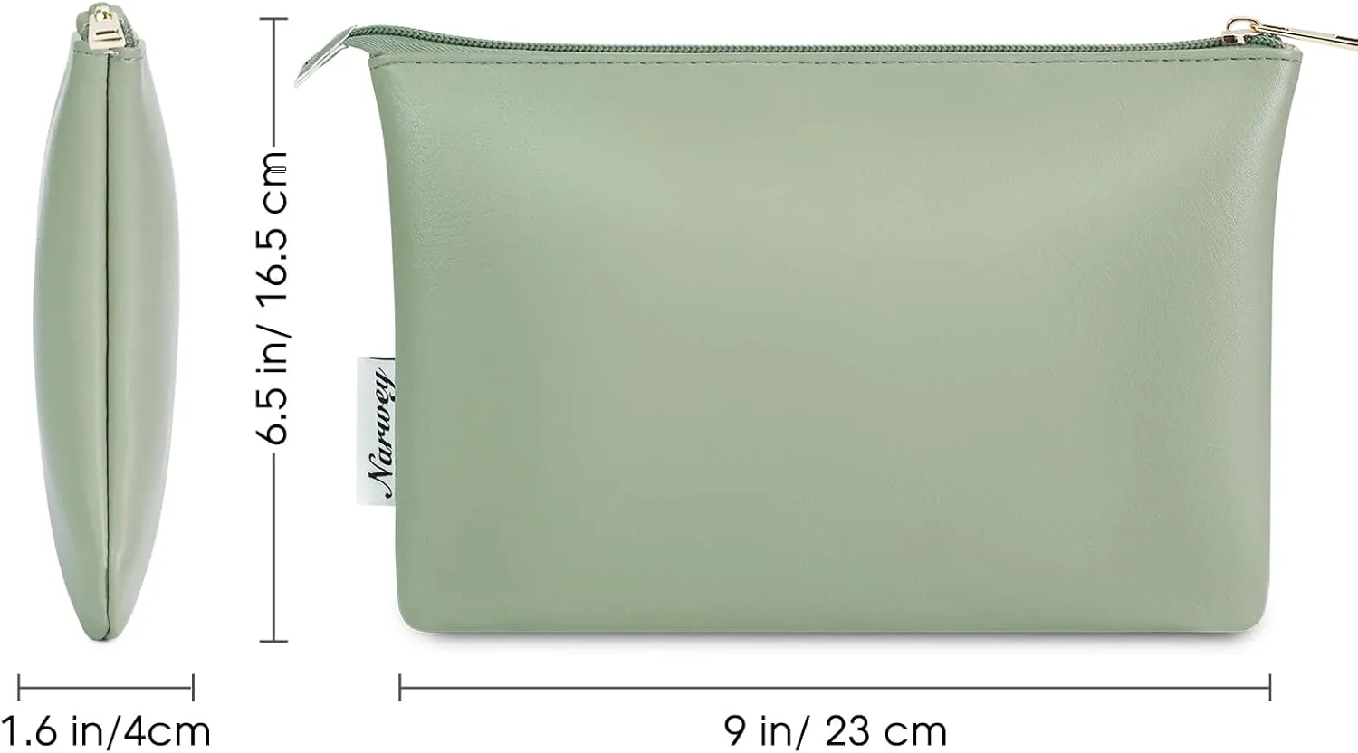 Narwey Small Makeup bag for Purse, Small Makeup Pouch for Purse Cosmetic Bag with Zipper, Cute PU Leather Make up Pouch for Women Girls (Mint Green)