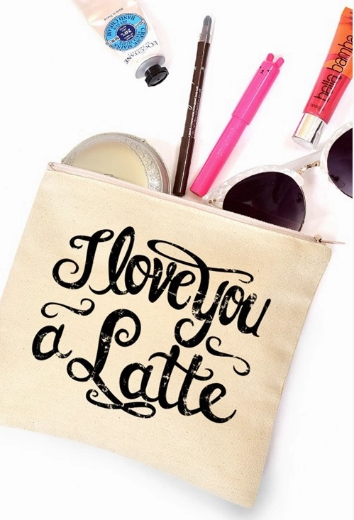Natural "I love you a Latte" Makeup Bag