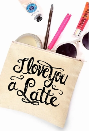 Natural "I love you a Latte" Makeup Bag