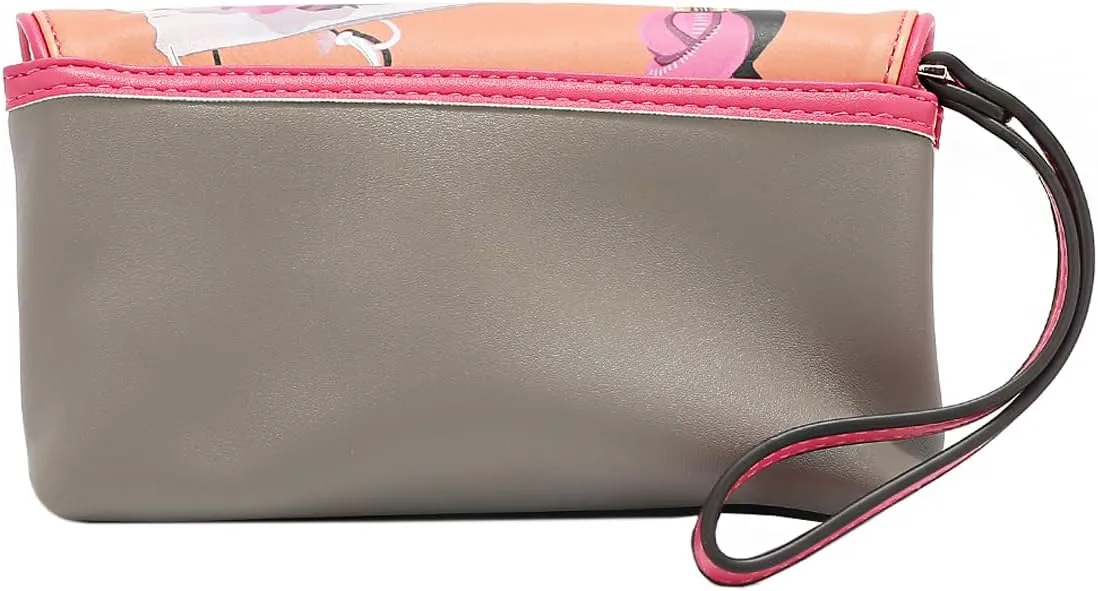 Nicole Lee Makeup Bag, Vegan Leather, 2 Clear Zip Compartments (VIOLET BLOSSOM)