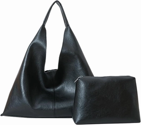 Niction Slouchy Hobo Bags for Women Tote Bag Retro PU Leather Crossbody Purse Soft Shoulder Purses 2pcs Work College Handbags