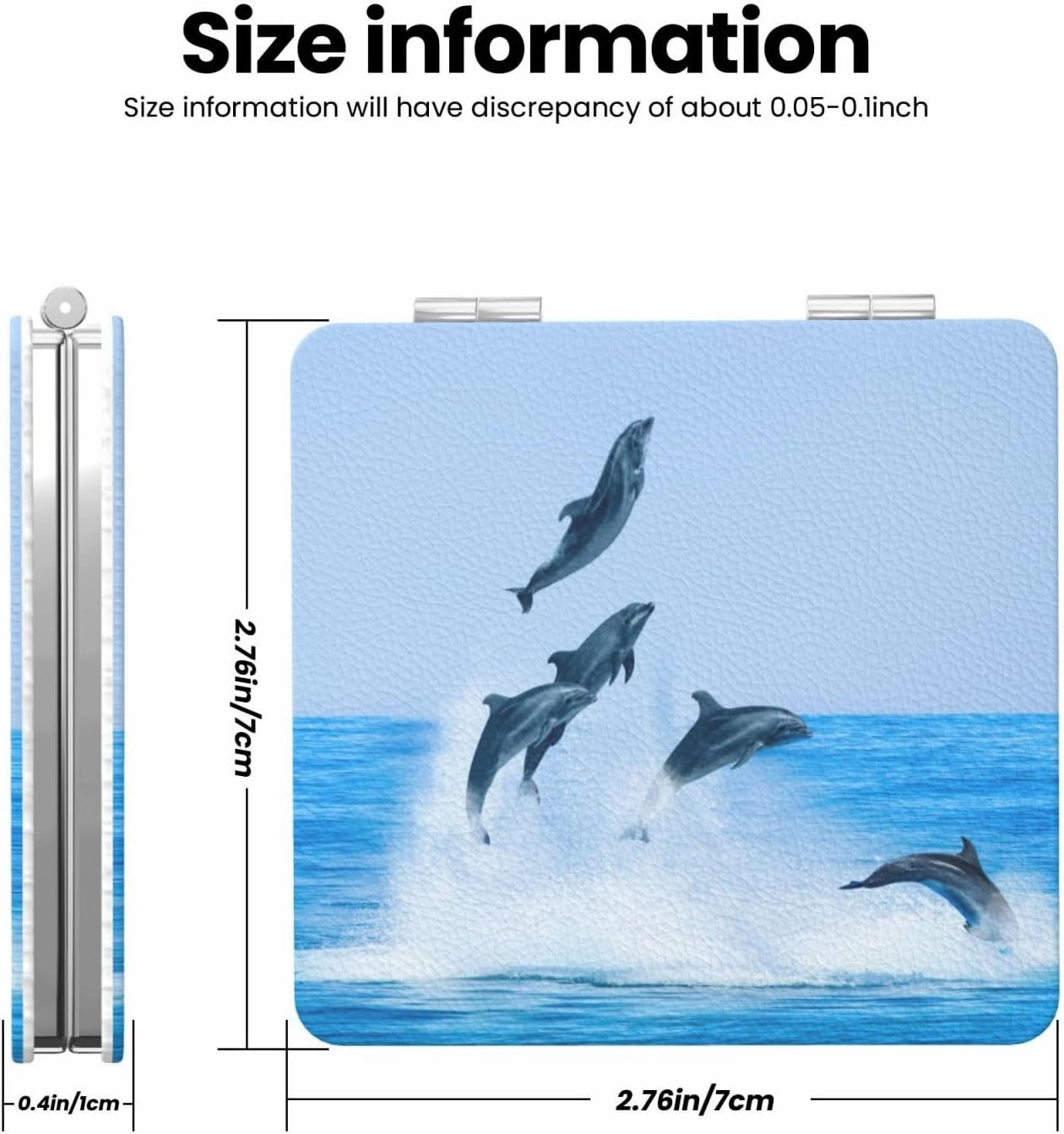 Ocean Sea Dolphin Blue Sky Wave Women Small Makeup Mirror Compact Handheld Cosmetic Mirror for Purse Pocket