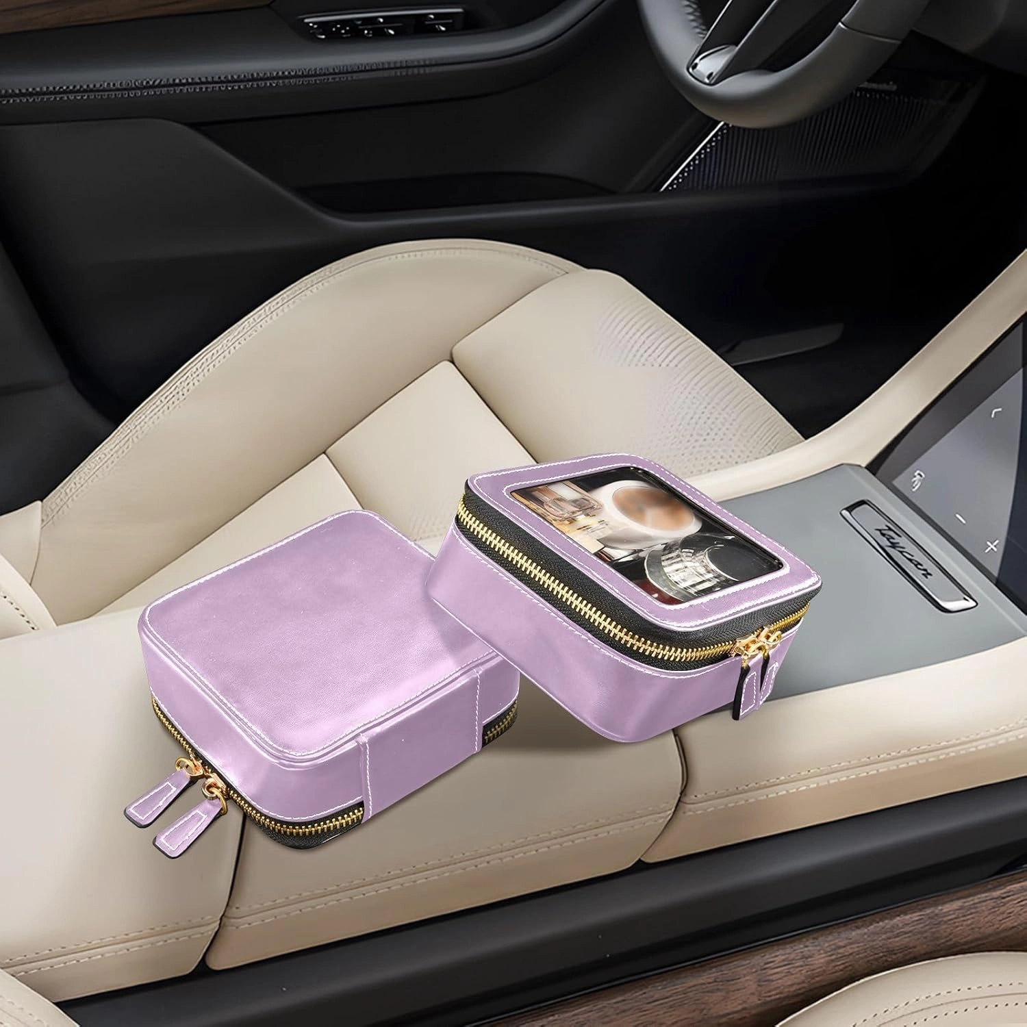 ODAWA Lilac Clear Makeup Bag Transparent Travel Cosmetic Makeup Case Car Makeup Organizer