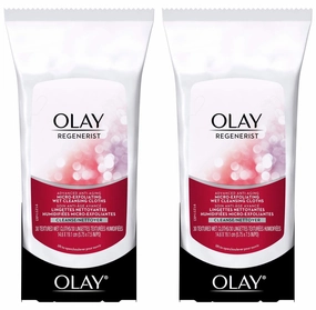 Olay Regenerist Micro-Exfoliating Wet Cleansing Cloths 30 Count (Pack of 2)