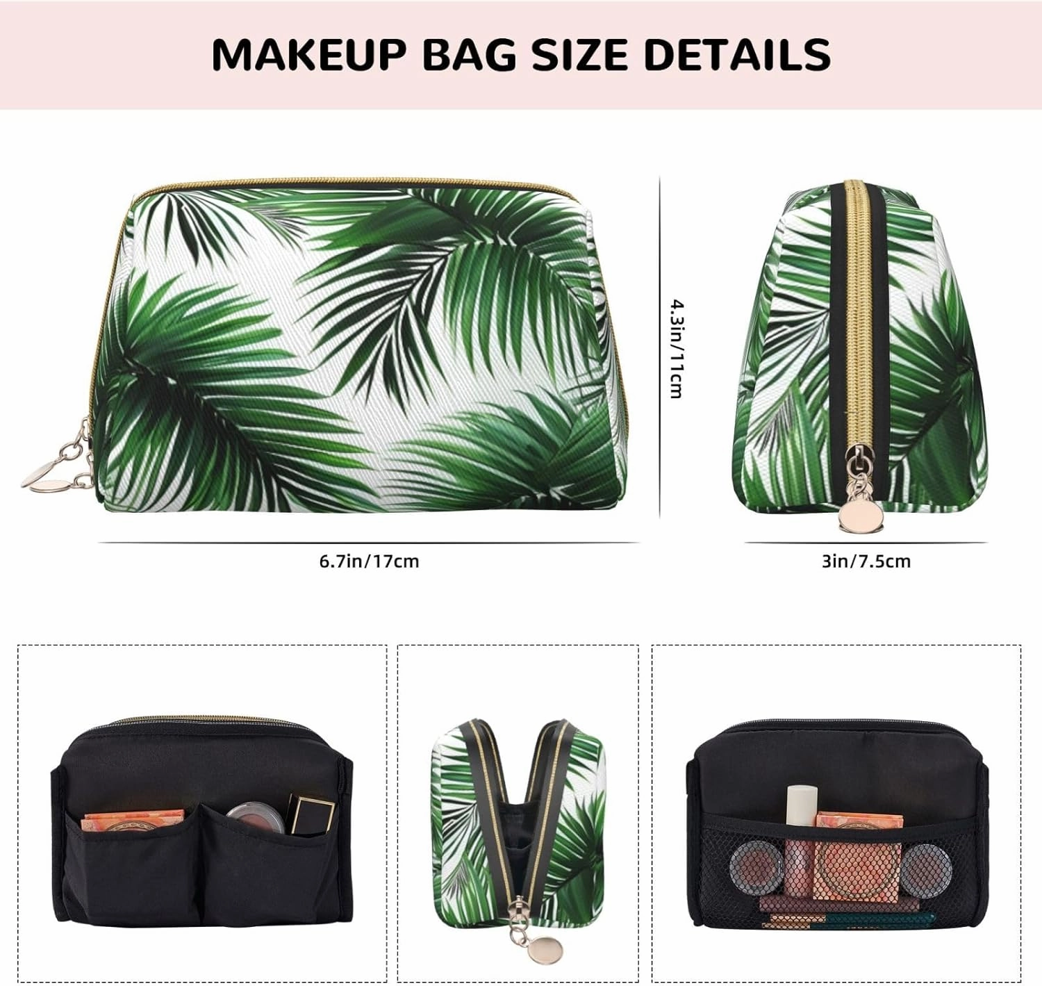 Palm Tree. Toiletry Pouch, Travel-Friendly Makeup Organizer For Makeup Brushes, Lipsticks