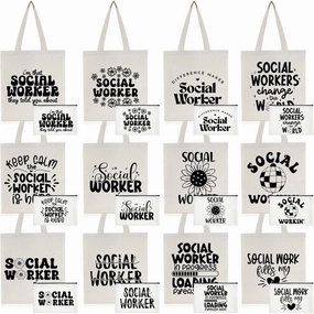 Paterr 24 Pcs Social Worker Bags with Handles Canvas Cosmetic Makeup Bags Appreciation Gifts Set