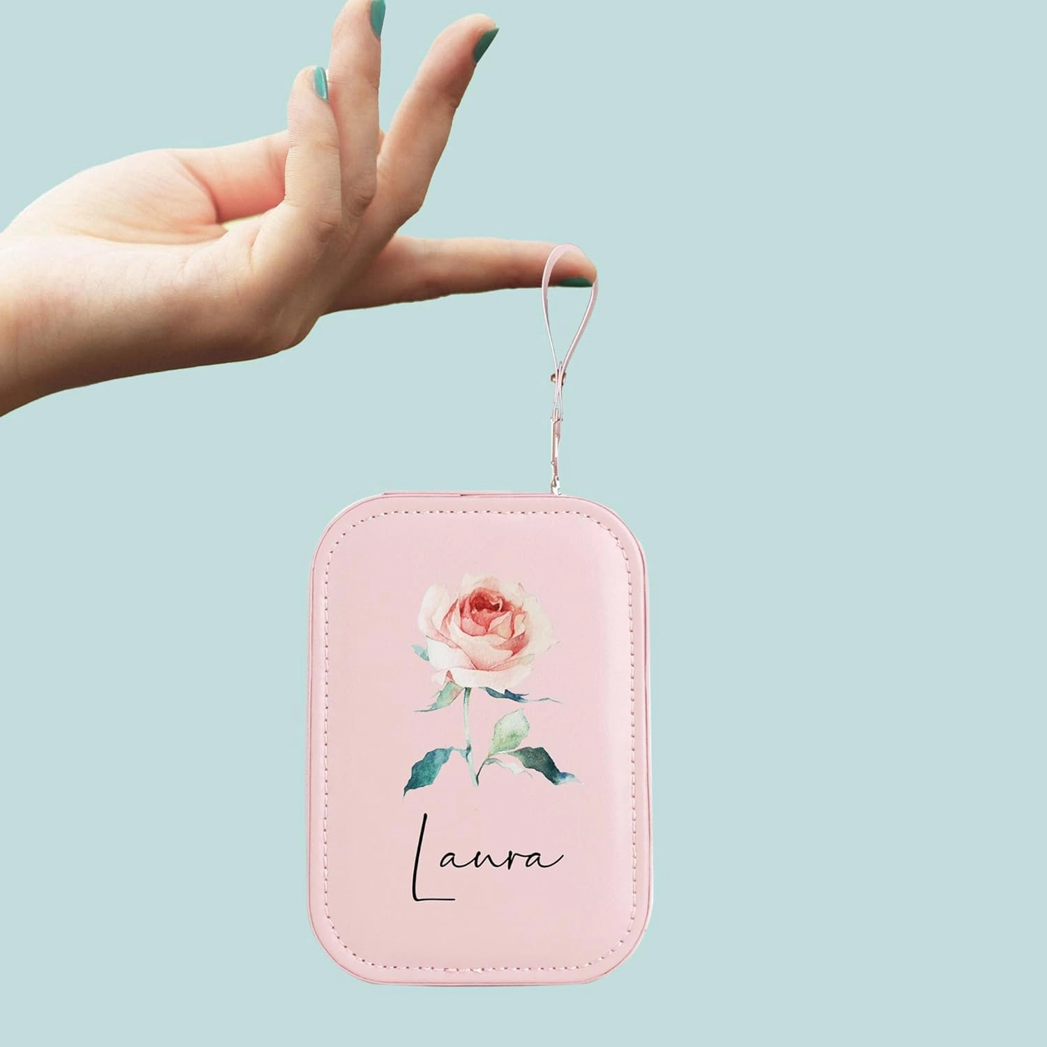 Personalized Custom Travel Case for Makeup Storage, Waterproof Leather Organizer With Led Mirror, Gifts for Her or Mom and Daughter