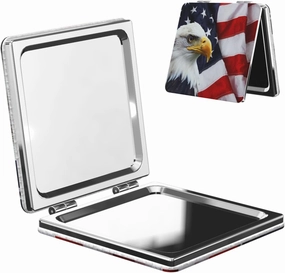 Peynir Bald Eagle USA Flag Women Handheld Makeup Mirror Portable Compact Mirror Folding Mini Cosmetic Mirror