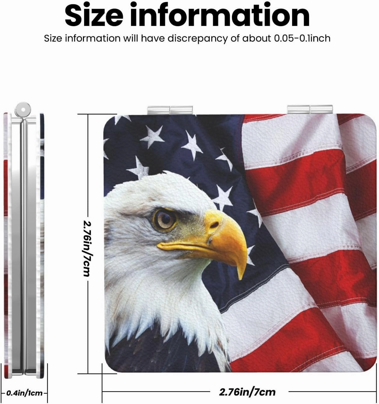 Peynir Bald Eagle USA Flag Women Handheld Makeup Mirror Portable Compact Mirror Folding Mini Cosmetic Mirror
