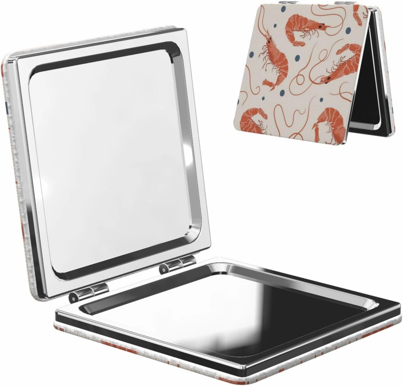 Peynir Floating Sea Life Shrimp Women Handheld Makeup Mirror Portable Compact Mirror Folding Mini Cosmetic Mirror