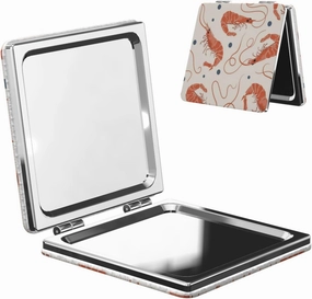 Peynir Floating Sea Life Shrimp Women Handheld Makeup Mirror Portable Compact Mirror Folding Mini Cosmetic Mirror