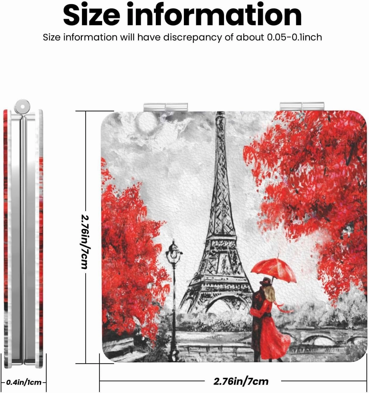 Peynir Paris Eiffel Tower Red Tree Women Handheld Makeup Mirror Portable Compact Mirror Folding Mini Cosmetic Mirror