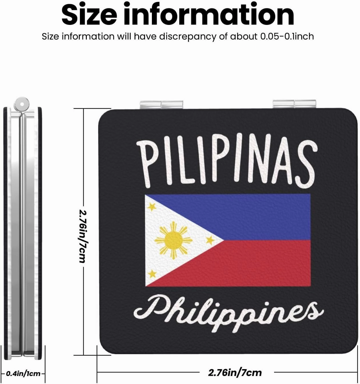 Philippines Flag Women Small Makeup Mirror Portable Pocket Cosmetic Mirror for Travel