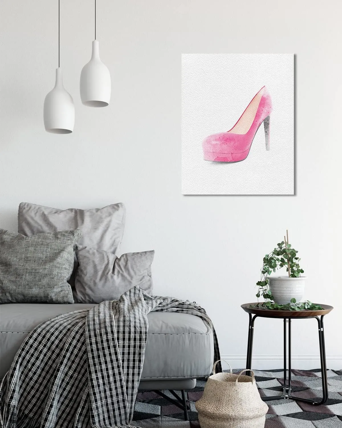Pink High Heels Wall Art Decor for Women and Girls - Fashion Wall Decor for Vanity, Closet or Bathroom - Fashion Design Glamour Wall Art For Women, Teens, Girls - 32x40 ready to hang canvas
