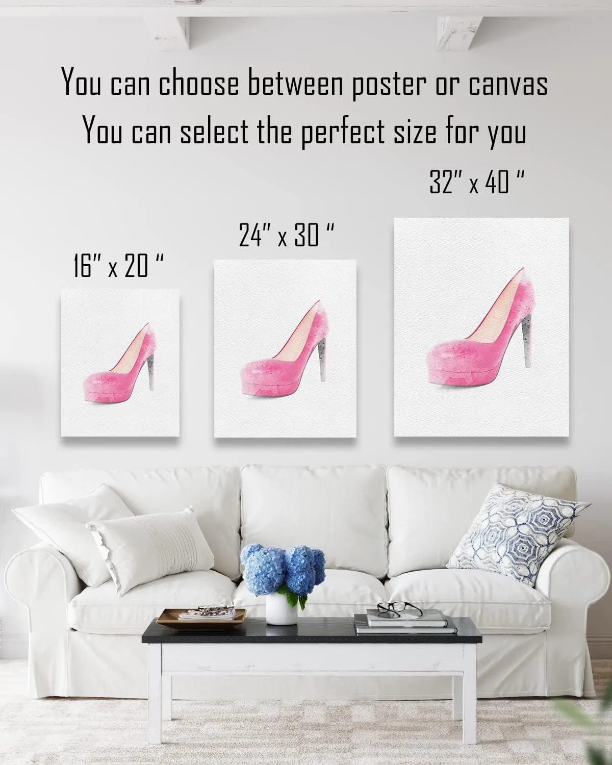 Pink High Heels Wall Art Decor for Women and Girls - Fashion Wall Decor for Vanity, Closet or Bathroom - Fashion Design Glamour Wall Art For Women, Teens, Girls - 32x40 ready to hang canvas