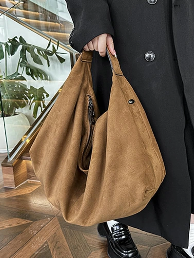 Pocadri Suede Tote Bags for Women Vegan Leather Handbag Work Slouchy Bag Shoulder Hobo Purse Tote Handbag