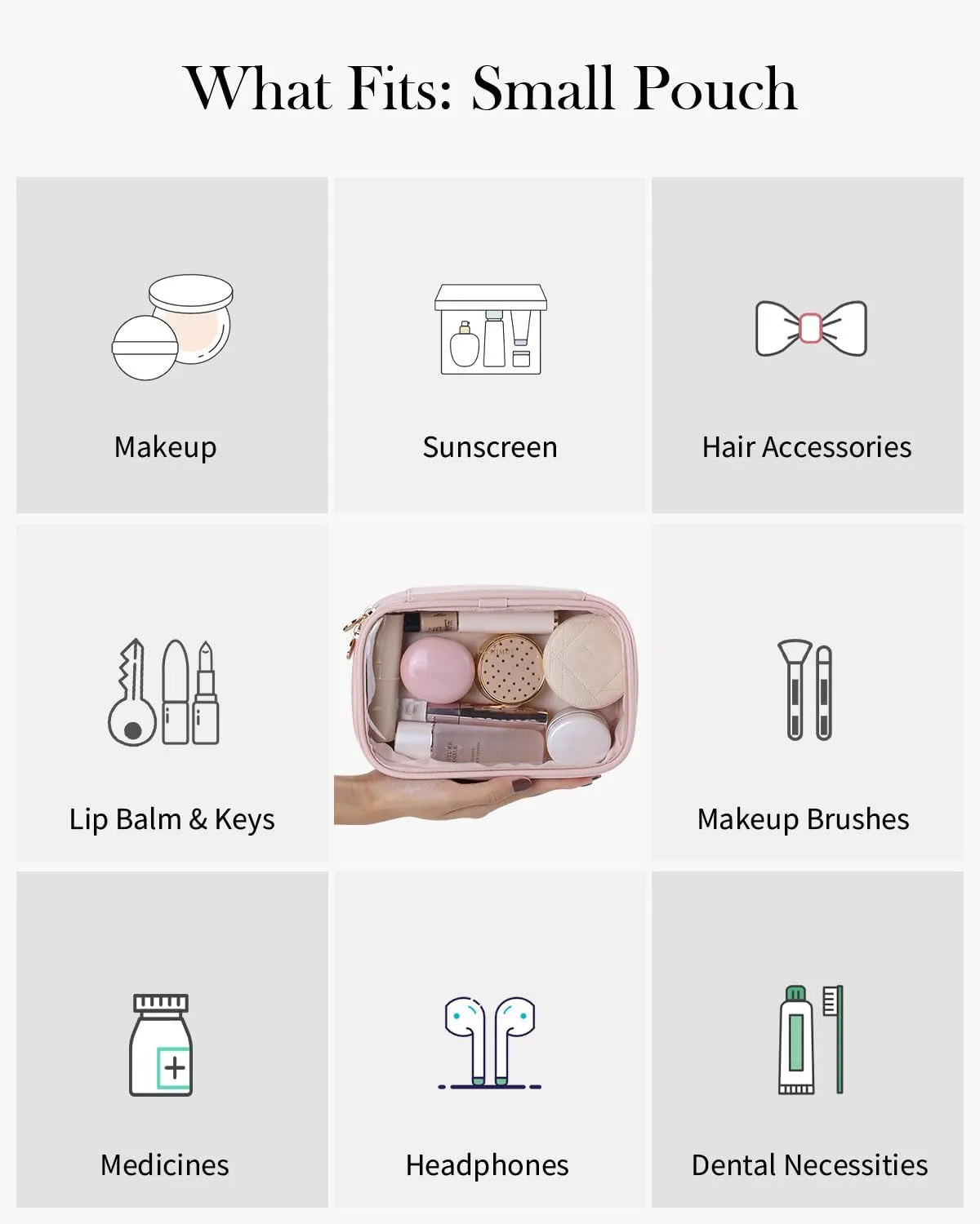 Pocmimut Mini Makeup Bag with Small Cosmetic Bag Travel Essentials Organizers,TSA Approved Toiletry Bag Makeup Pouch Clear Cosmetic Bags for Women,Pink