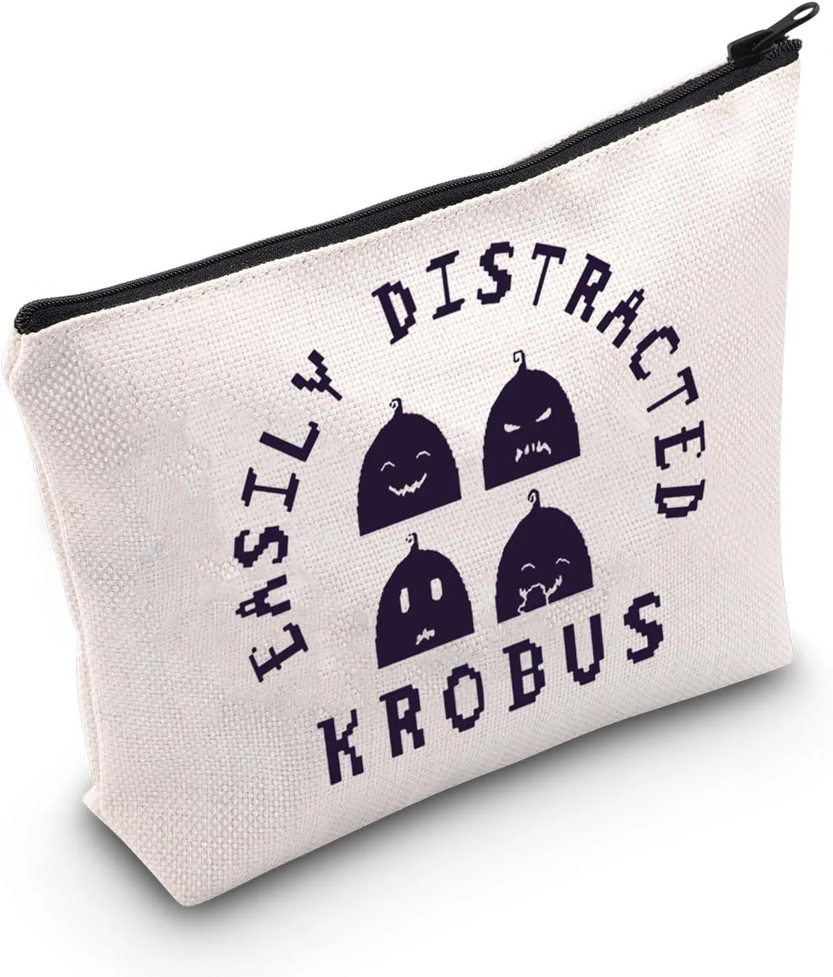 POFULL Valley Game Inspired Gift Krobus Gift Videogame Gamer Gift Farm Sim Gift Easily Distracted By Krobus Cosmetic Bag (EASILY DISTRACTED)