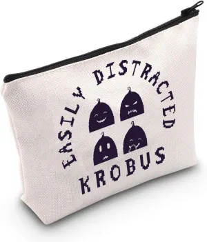POFULL Valley Game Inspired Gift Krobus Gift Videogame Gamer Gift Farm Sim Gift Easily Distracted By Krobus Cosmetic Bag (EASILY DISTRACTED)