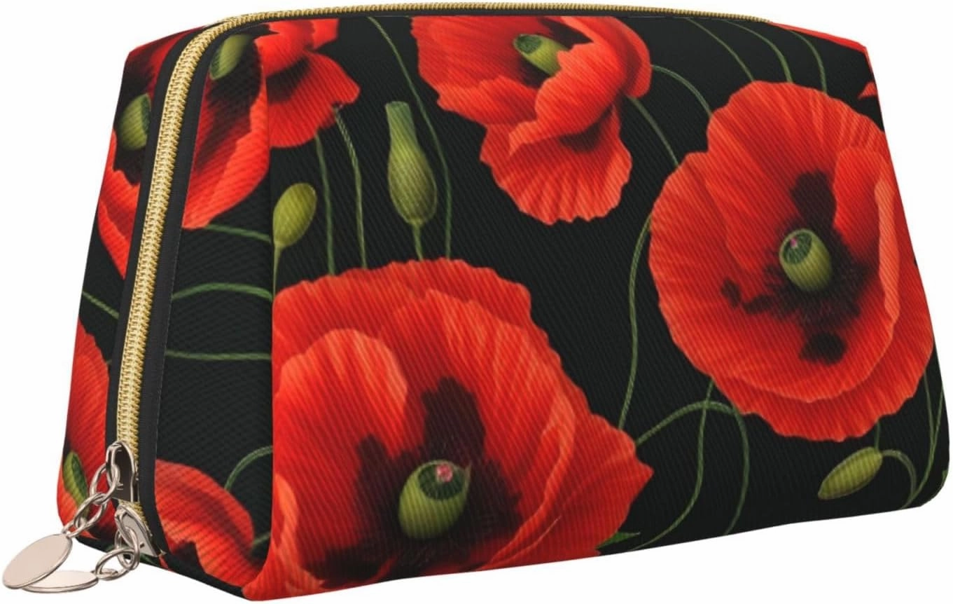 Poppy Flowers Toiletry Pouch, Travel-Friendly Makeup Organizer For Makeup Brushes, Lipsticks