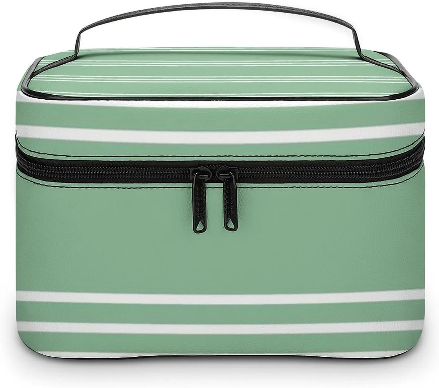 Portable Make Bag, Green Stripes Cosmetic Case Portable Cosmetic Portable Organizer for Men & Women