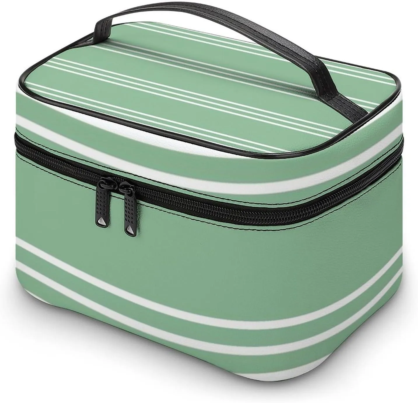 Portable Make Bag, Green Stripes Cosmetic Case Portable Cosmetic Portable Organizer for Men & Women