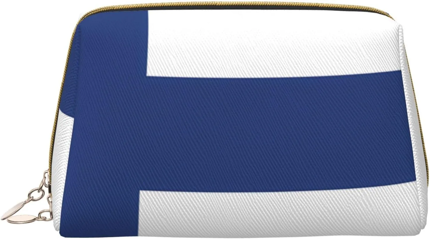 Portable Makeup Bag, Travel Organizer with Zipper, Large Cosmetic Bag, Finnish flag Print Toiletry Case