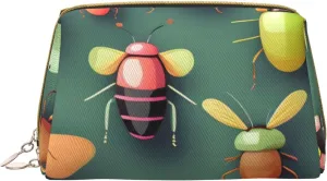 Portable Makeup Bag, Travel Organizer with Zipper, Large Cosmetic Bag, Insect Atlas Print Toiletry Case