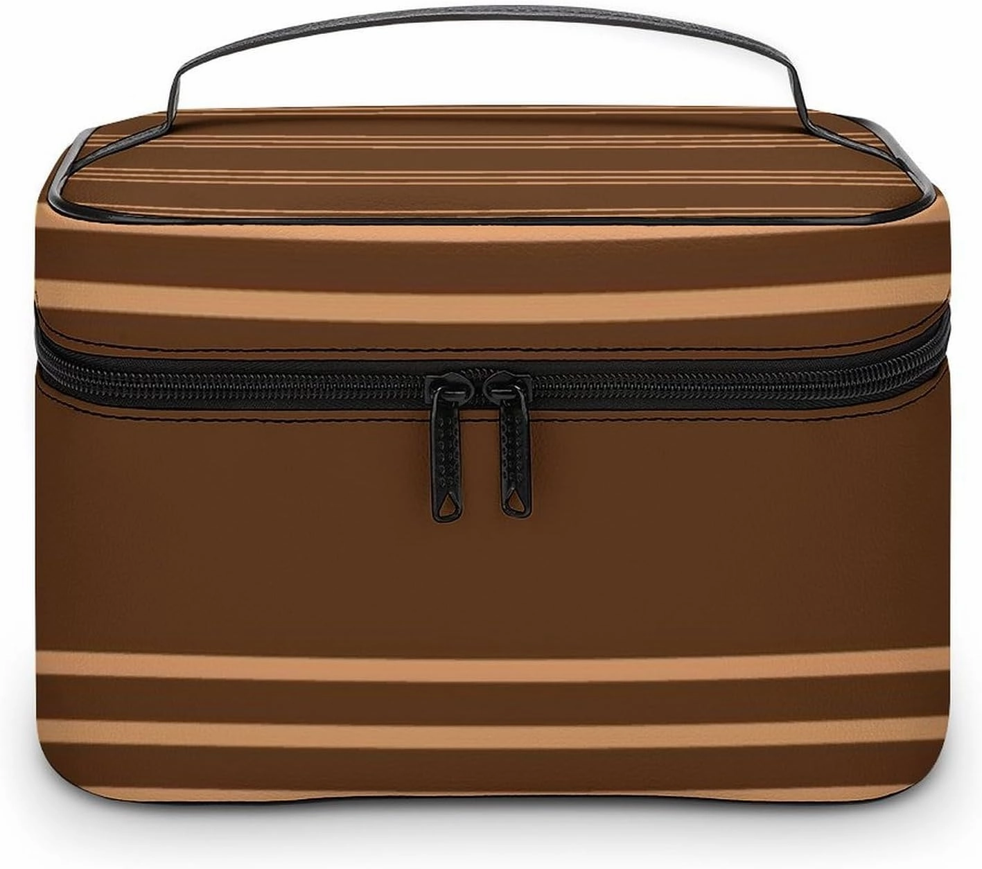 Portable Make Bag, Chocolate Stripes Cosmetic Case Portable Cosmetic Portable Organizer for Men & Women