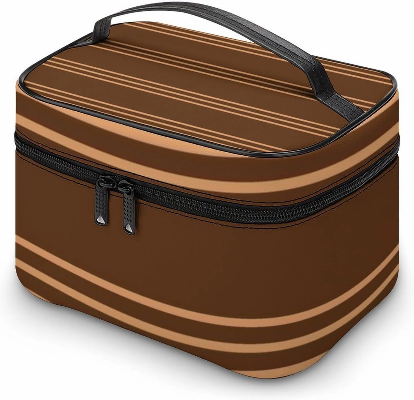 Portable Make Bag, Chocolate Stripes Cosmetic Case Portable Cosmetic Portable Organizer for Men & Women