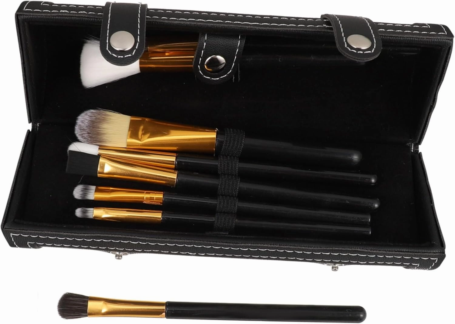 Portable Makeup Brush Holder Pouch Travel Organizer for Cosmetics Pens Paints with Durable PU Leather Button Closure and Easy Access Slots for Home Travel Use