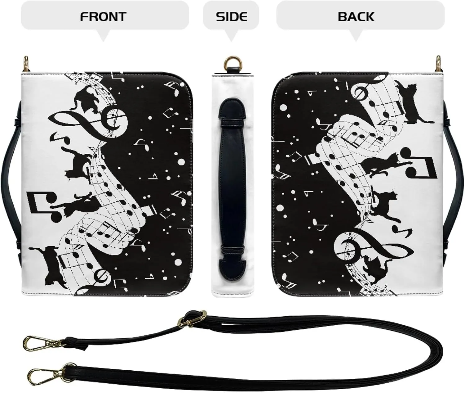 PU Leather Bible Cover for Women Men Bible Case with Handle and Shoulder Strap