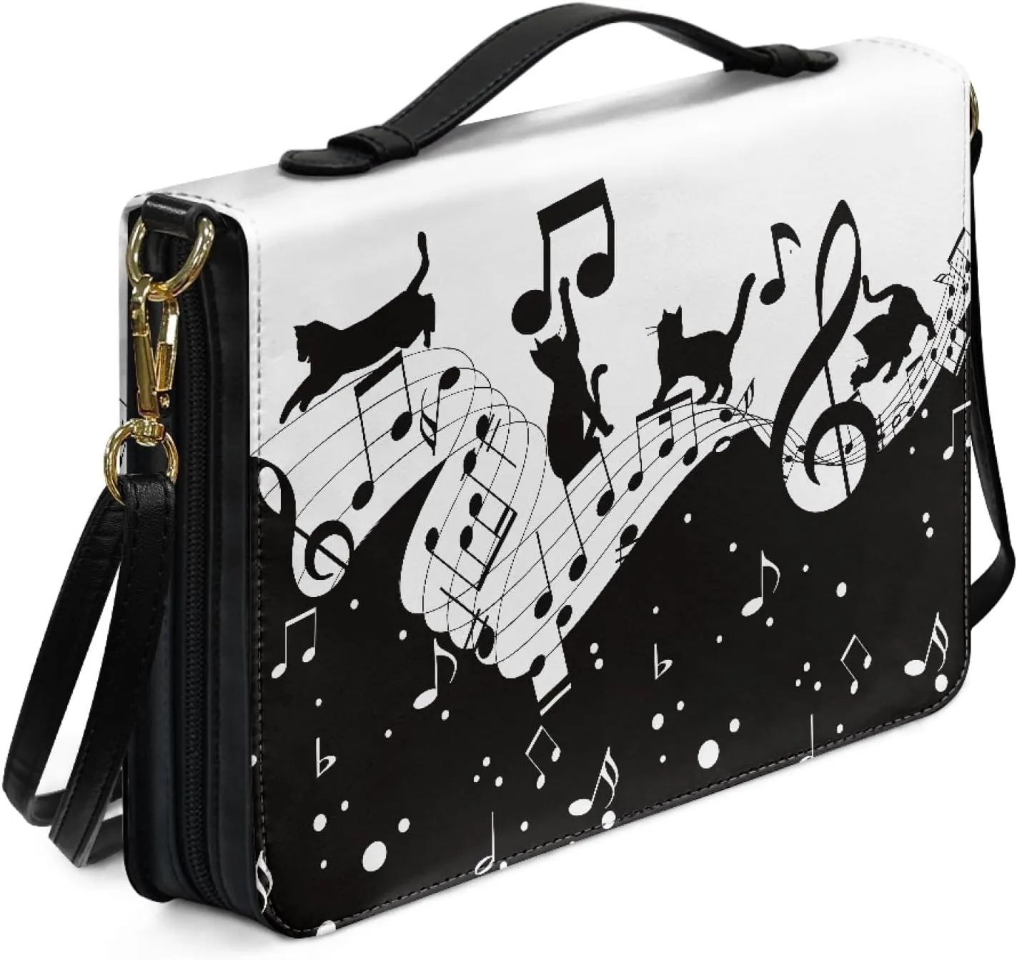 PU Leather Bible Cover for Women Men Bible Case with Handle and Shoulder Strap